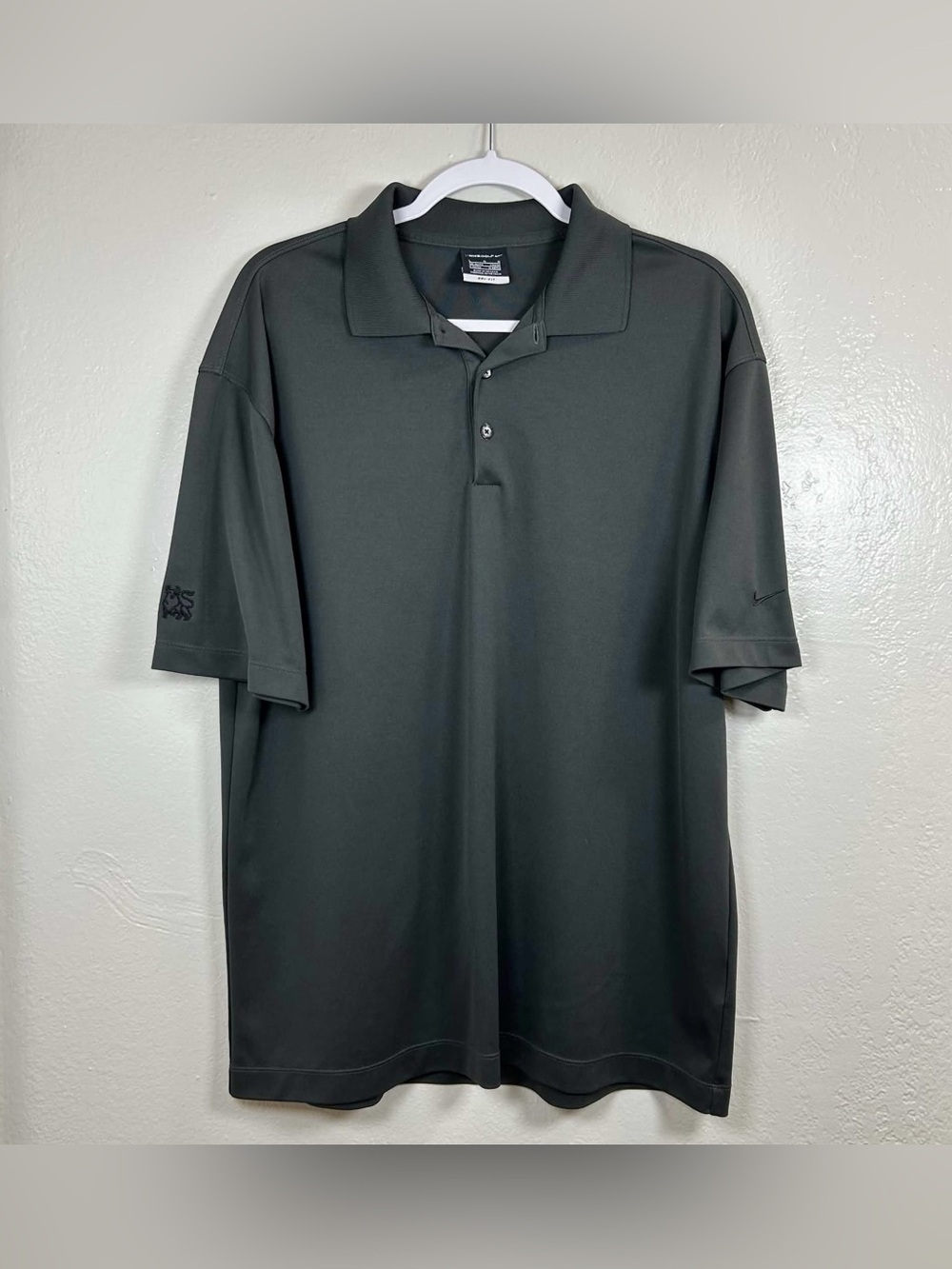 Nike Golf Dri-FIT Mens Golf Polo Shirt L Gray Regular Fit Pique Moisture Wicking